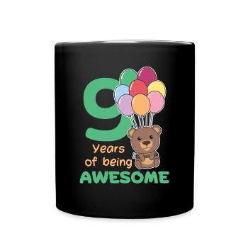 Bear for 9th birthday children nine years old - Full Colour Mug - black - Front