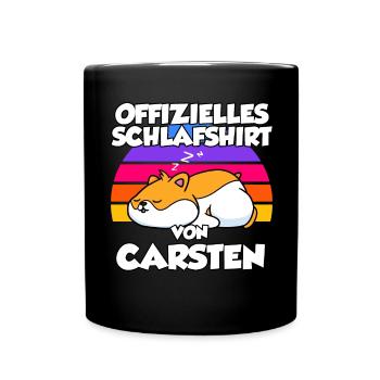 Offizielles Schlafshirt Von Carsten - Tasse einfarbig - Schwarz - Vorne