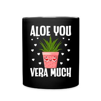 Funny Succulent Aloe Vera - Full Colour Mug - black - Front