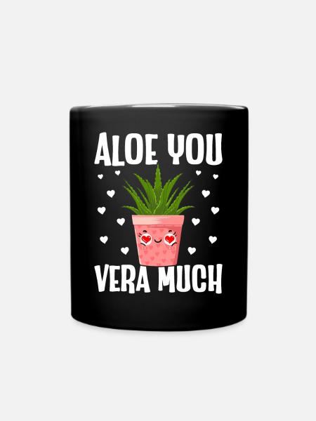 Lustige Sukkulente Aloe Vera - Tasse einfarbig - Schwarz