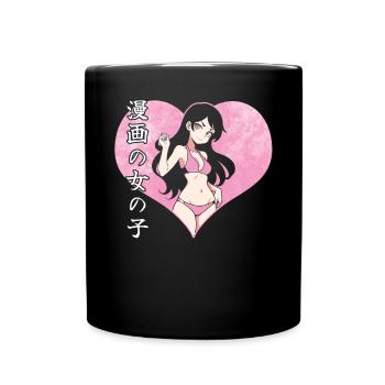 Mange Anime Mädchen im Bikini - Tasse einfarbig - Schwarz - Vorne
