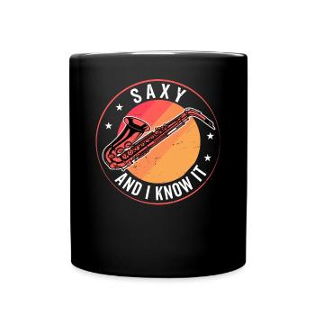 Funny Saxophonist - Saxy And I Know It - Full Colour Mug - black - Front