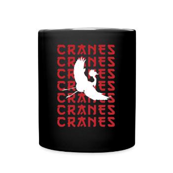 CRANES Stilvolle Vogel-Silhouette - Tasse einfarbig - Schwarz - Vorne