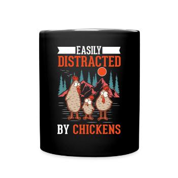 Facilement distrait par les poules Hühner Hühnchen - Mug uni - noir - Devant