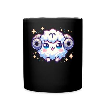 Widder Sternzeichen Kawaii Charakter Geburtstag - Tasse einfarbig - Schwarz - Vorne