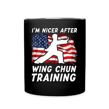 Ich bin netter nach dem Wing Chun Training - Tasse einfarbig - Schwarz - Vorne