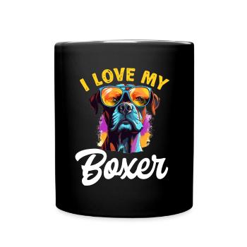 Boxer chien race animal de compagnie - J’aime mon boxer - Mug uni - noir - Devant