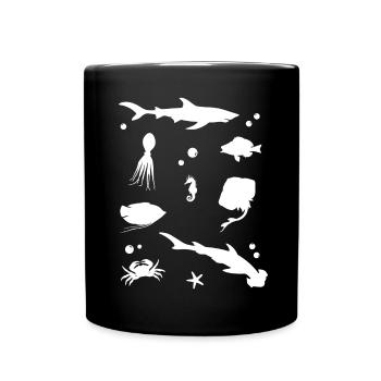 Ozeanisches Schattenspiel Elegante Tiefsee - Tasse einfarbig - Schwarz - Vorne