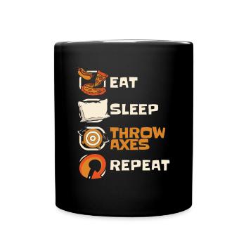 Manger Dormir Lancer des haches Répéter Jeu de lancer de hache Hache - Mug uni - noir - Devant