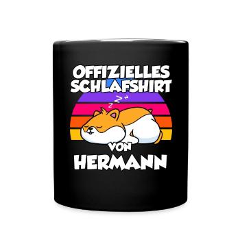 Offizielles Schlafshirt Von Hermann - Tasse einfarbig - Schwarz - Vorne