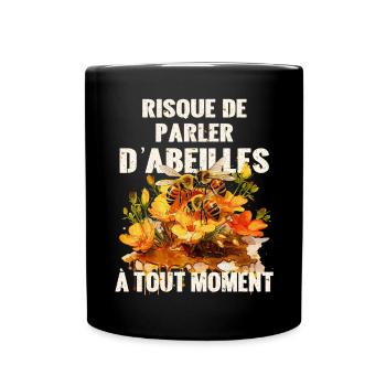 Apiculteur cadeau humour risque de parler abeilles - Mug uni - noir - Devant