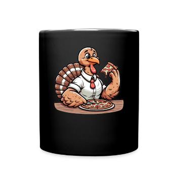 Thanksgiving Turquie Végétarien Végétalien Manger Pizza - Mug uni - noir - Devant