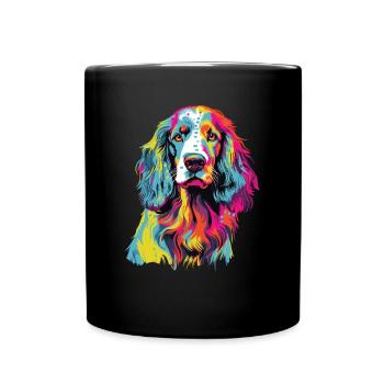 Aquarelle colorée Setter anglais - Mug uni - noir - Devant