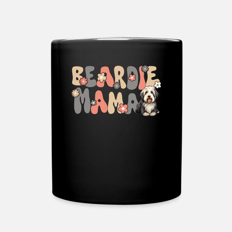 Bearded Collie Groovy Beardie Mama - Tasse einfarbig - Schwarz