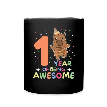 Capybara for 1st birthday for children one year old - Full Colour Mug - black - Front