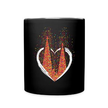 Kölner Dom Konfetti Im Herzen Karneval Herz Köln - Tasse einfarbig - Schwarz - Vorne