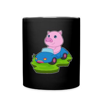 Voiture à cochon - Mug uni - noir - Devant