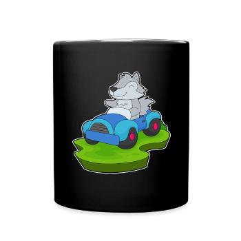 Wolf Auto - Tasse einfarbig - Schwarz - Vorne