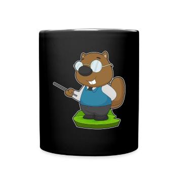 Beaver Teacher Pointing Stick School - Full Colour Mug - black - Front