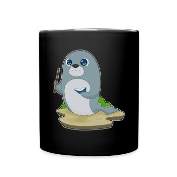 Seal Teacher Book School - Full Colour Mug - black - Front