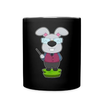 Bunny Teacher Pointing Stick School - Full Colour Mug - black - Front