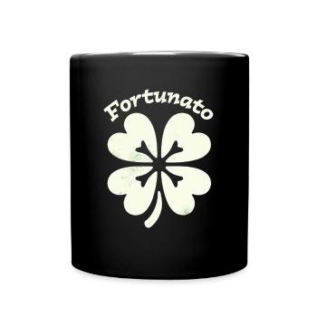 Fortunato Emblem Distressed Four-Leaf - Full Colour Mug - black - Front