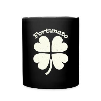 Fortunato Emblem Distressed Four-Leaf - Full Colour Mug - black - Front