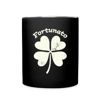 Fortunato Emblem Distressed Four-Leaf - Full Colour Mug - black - Front