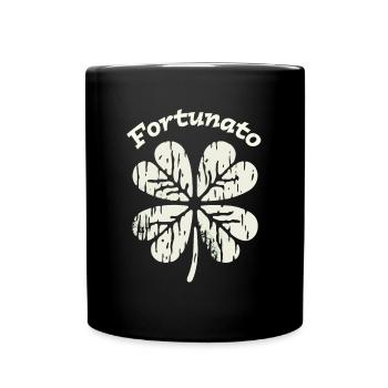 Fortunato Emblem Distressed Four-Leaf - Full Colour Mug - black - Front