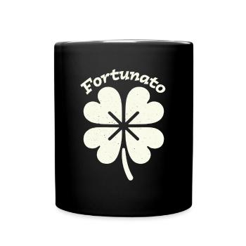 Fortunato Emblem Distressed Four-Leaf - Full Colour Mug - black - Front