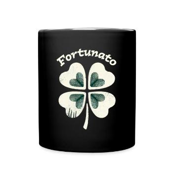 Fortunato Emblem Distressed Four-Leaf - Full Colour Mug - black - Front