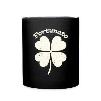 Fortunato Emblem Distressed Four-Leaf - Full Colour Mug - black - Front