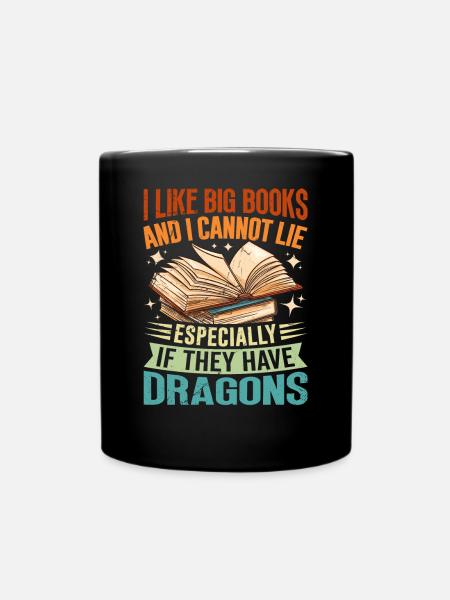 Dragon Book Saying - J’aime les gros livres - Mug uni - noir