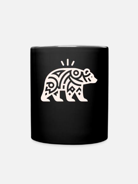 Bär Indianer-Tierkreis - Tasse einfarbig - Schwarz
