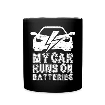 My Car Runs On Batteries eCar Electric Car - Full Colour Mug - black - Front