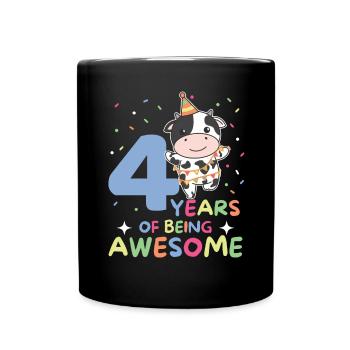 Vache pour les enfants de 4 ans - Mug uni - noir - Devant