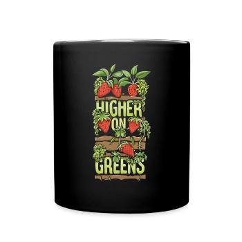 Vertical Gardener Love – Higher on Green - Full Colour Mug - black - Front