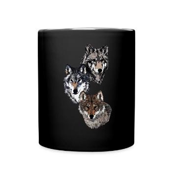 Imprimé motif animalier tête de loup avec loup - Mug uni - noir - Devant