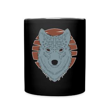 Imprimé motif animalier tête de loup avec loup - Mug uni - noir - Devant