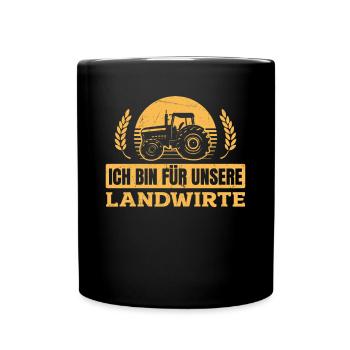 Unterstütze unsere Bauern - für unsere Landwirte - Tasse einfarbig - Schwarz - Vorne