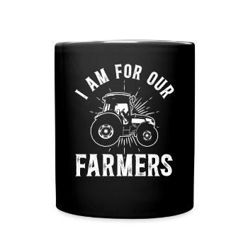 Unterstütze unsere Bauern - für unsere Landwirte - Tasse einfarbig - Schwarz - Vorne