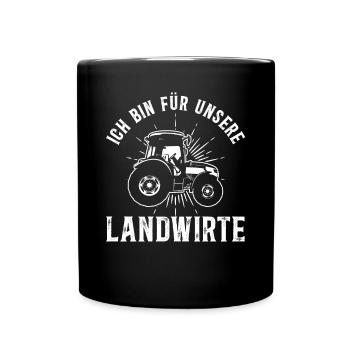 Unterstütze unsere Bauern - für unsere Landwirte - Tasse einfarbig - Schwarz - Vorne