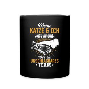 Unschlagbares Team - für katzenliebhaber - Tasse einfarbig - Schwarz - Vorne