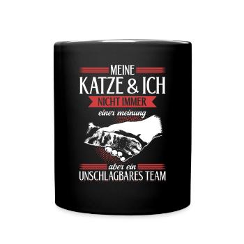 Unschlagbares Team - für katzenliebhaber - Tasse einfarbig - Schwarz - Vorne