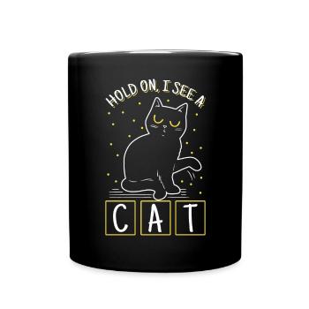 Cat Lovers "Hold On I See Kitten Owner" - Full Colour Mug - black - Front