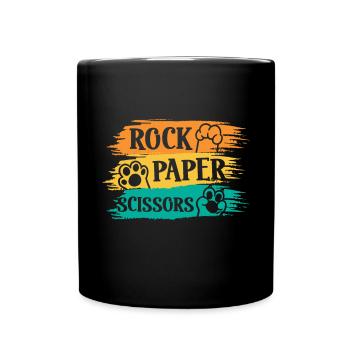 Mignon Kawaii Chat Patte Pierre Papier Ciseaux - Mug uni - noir - Devant