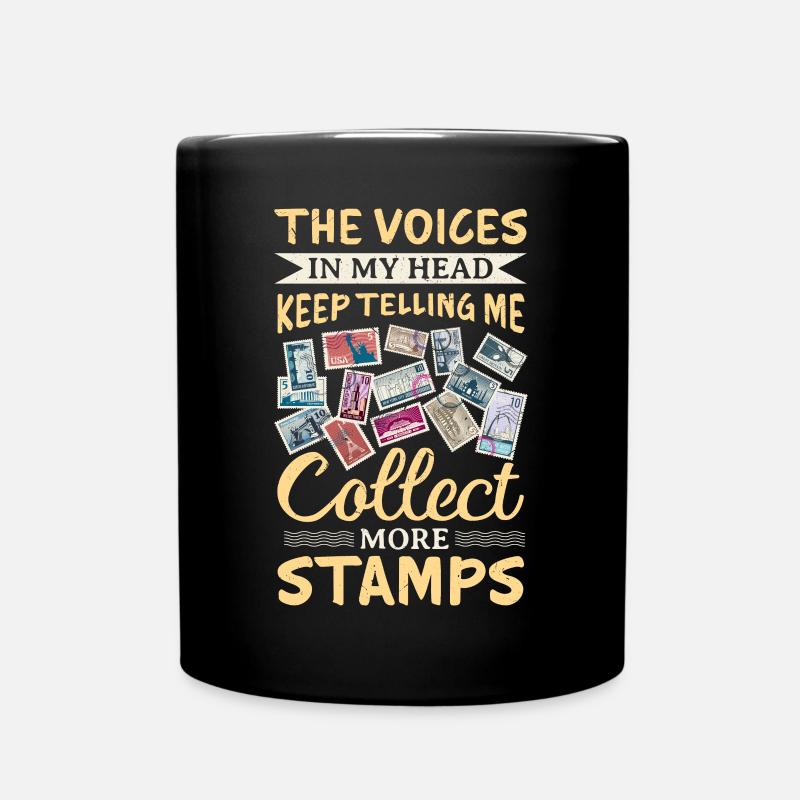 Stamp Collecting Stamps - Full Colour Mug - black
