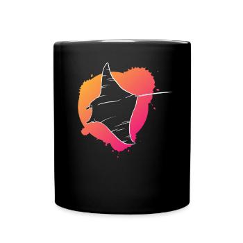 Bunter Rochen Aqua Kunstwerk Geschenk - Tasse einfarbig - Schwarz - Vorne