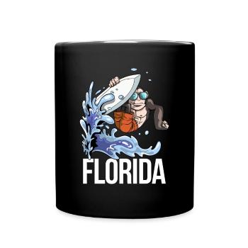 Florida monkey on surfboard USA America - Full Colour Mug - black - Front