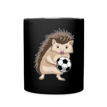Igel Fußballspieler Fußball - Tasse einfarbig - Schwarz - Vorne